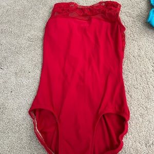lucky leo dancewear red leotard size xsmall/small